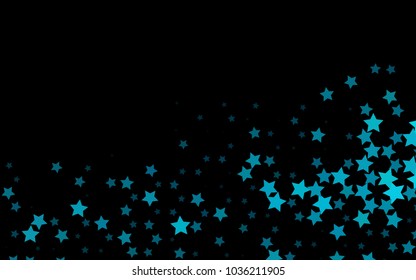 Dark BLUE vector texture with beautiful stars. Blurred decorative design in simple style with stars. The template can be used as a background.