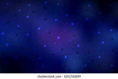 Dark BLUE vector texture with beautiful stars. Modern geometrical abstract illustration with stars. The pattern can be used for new year ad, booklets.