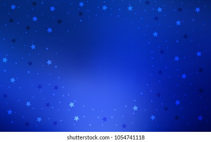 Dark BLUE vector texture with beautiful stars. Decorative shining illustration with stars on abstract template. The template can be used as a background.