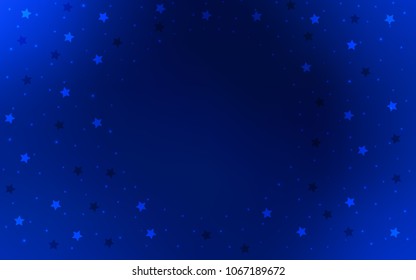 Dark BLUE vector texture with beautiful stars. Shining colored illustration with stars. The pattern can be used for websites.