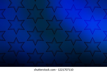 Dark BLUE vector texture with beautiful stars. Stars on blurred abstract background with gradient. Pattern for wrapping gifts.