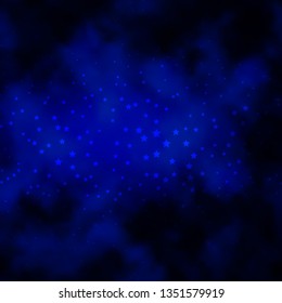 Dark BLUE vector texture with beautiful stars. Blur decorative design in simple style with stars. Pattern for websites, landing pages.