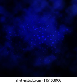 Dark BLUE vector texture with beautiful stars. Blur decorative design in simple style with stars. Pattern for new year ad, booklets.