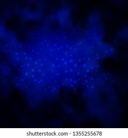 Dark BLUE vector texture with beautiful stars. Modern geometric abstract illustration with stars. Pattern for wrapping gifts.