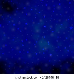 Dark BLUE vector texture with beautiful stars. Blur decorative design in simple style with stars. Pattern for new year ad, booklets.