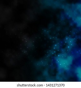 Dark BLUE vector texture with beautiful stars. Decorative illustration with stars on abstract template. Pattern for websites, landing pages.