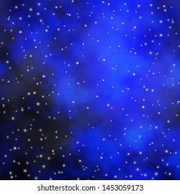 Dark BLUE vector texture with beautiful stars. Colorful illustration with abstract gradient stars. Best design for your ad, poster, banner.