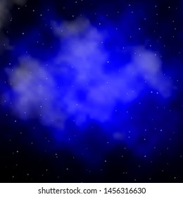 Dark BLUE vector texture with beautiful stars. Shining colorful illustration with small and big stars. Pattern for new year ad, booklets.