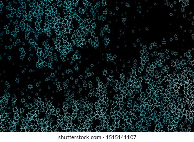 Dark BLUE vector texture with beautiful stars. Stars on blurred abstract background with gradient. The pattern can be used for new year ad, booklets.