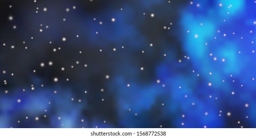 Dark BLUE vector texture with beautiful stars. Decorative illustration with stars on abstract template. Pattern for new year ad, booklets.