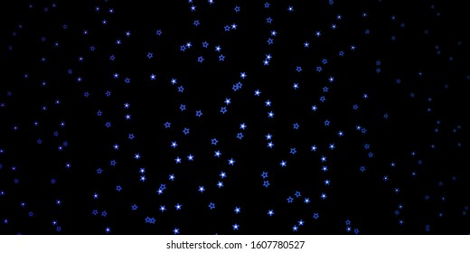 Dark BLUE vector texture with beautiful stars. Shining colorful illustration with small and big stars. Best design for your ad, poster, banner.