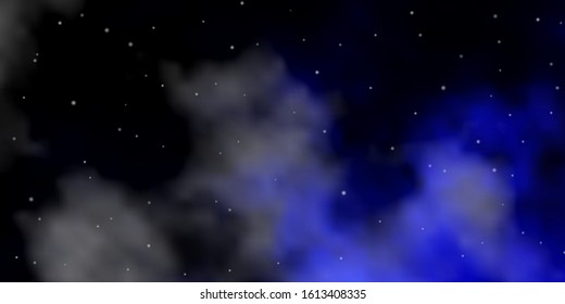 Dark BLUE vector texture with beautiful stars. Decorative illustration with stars on abstract template. Theme for cell phones.