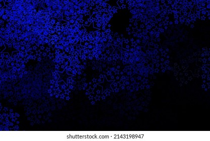 Dark BLUE vector texture with beautiful stars. Stars on blurred abstract background with gradient. Pattern for futuristic ad, booklets.