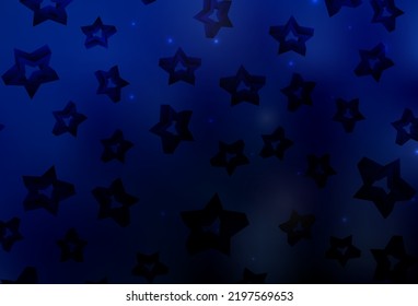 Dark BLUE vector texture with beautiful stars. Decorative shining illustration with stars on abstract template. Smart design for your business advert.