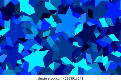 Dark BLUE vector texture with beautiful stars. Glitter abstract illustration with colored stars. Pattern for futuristic ad, booklets.