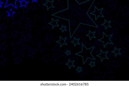 Dark BLUE vector texture with beautiful stars. Stars on blurred abstract background with gradient. Smart design for your business advert.