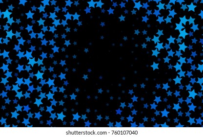 Dark BLUE vector texture with beautiful stars. Stars on blurred abstract background with gradient. The template can be used as a background.