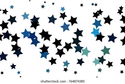 Dark BLUE vector texture with beautiful stars. Shining colored illustration with stars. The template can be used as a background.
