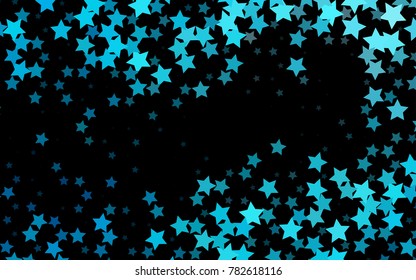 Dark BLUE vector texture with beautiful stars. Stars on blurred abstract background with gradient. The pattern can be used for new year ad, booklets.