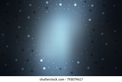 Dark BLUE vector texture with beautiful stars. Stars on blurred abstract background with gradient. Best design for your ad, poster, banner.