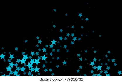 Dark BLUE vector texture with beautiful stars. Blurred decorative design in simple style with stars. The pattern can be used for wrapping gifts.