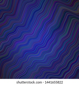 Dark BLUE vector texture with bent lines. Modern gradient abstract illustration with bandy lines. Abstract style for your business design.
