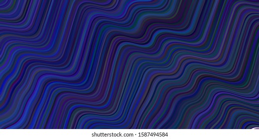 Dark BLUE vector texture with bent lines. Colorful abstract illustration with gradient lines. Pattern for your business design.