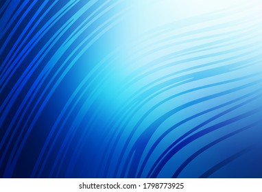 Dark BLUE vector texture with bent lines. Colorful geometric sample with gradient lines.  Background for cell phone screens.