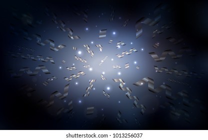 Dark BLUE vector texture with birthday confetti. Beautiful colored illustration with ribbon in celebration style. The pattern can be used for carnival, festival leaflets.