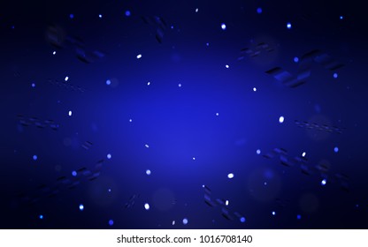 Dark BLUE vector texture with birthday confetti. Beautiful colored illustration with ribbon in celebration style. Beautiful design for your business advert of anniversary.