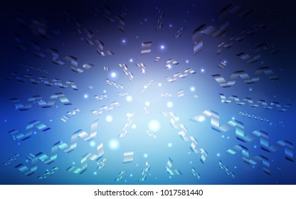 Dark BLUE vector texture with birthday confetti. Modern geometrical abstract illustration with carnival ribbons. New design for ad, poster, banner of your Party.