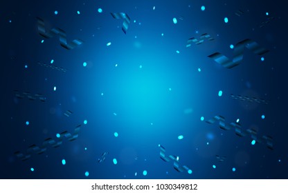 Dark BLUE vector texture with birthday confetti. Beautiful colored illustration with ribbon in celebration style. The pattern can be used for carnival, festival leaflets.