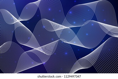 Dark BLUE vector texture with birthday confetti. Decorative shining illustration with ribbons on abstract template. The pattern can be used for carnival, festival leaflets.