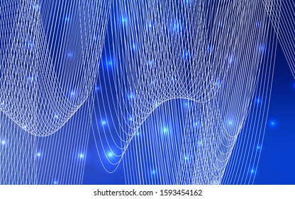 Dark BLUE vector texture with birthday confetti. Decorative shining illustration with ribbons on abstract template. The template can be used as a background for postcards.