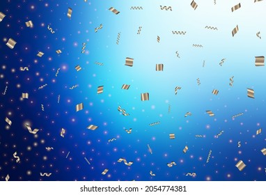 Textura de vector azul oscuro en estilo de cumpleaños. Ilustración abstracta de gradiente con coloridas cosas navideñas. Plantilla para letras, tipografía.