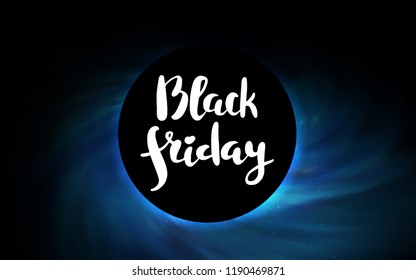 Dark BLUE vector texture with a black hole, galaxy. Colorful illustration of a black hole on a starry backdrop. Backdrop for super sales on Black Friday.