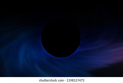 Dark BLUE vector texture with a black hole, galaxy. Decorative design in space style with a black hole. Template for Black Friday sales.