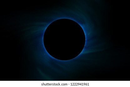 Dark BLUE vector texture with a black hole, galaxy. Colorful black hole with shining night sky stars. Backdrop for Black Friday promotions.