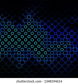 Dark BLUE vector texture with circles. Abstract decorative design in gradient style with bubbles. Pattern for wallpapers, curtains.