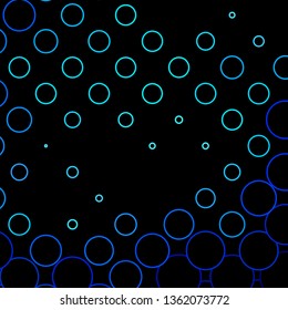 Dark BLUE vector texture with circles. Abstract colorful disks on simple gradient background. Pattern for wallpapers, curtains.