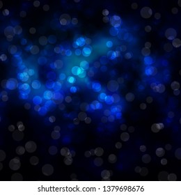 Dark BLUE vector texture with circles. Illustration with set of shining colorful abstract spheres. Design for posters, banners.