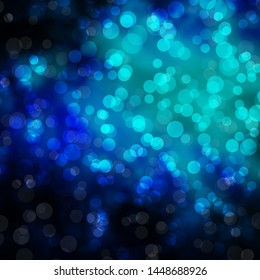 Dark BLUE vector texture with circles. Illustration with set of shining colorful abstract spheres. Design for posters, banners.