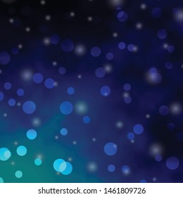 Dark BLUE vector texture with circles, stars. Colorful disks, stars on simple gradient background. Pattern for business ads.