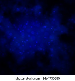 Dark BLUE vector texture with circles, stars. Abstract design in gradient style with bubbles, stars. Pattern for design of fabric, wallpapers.