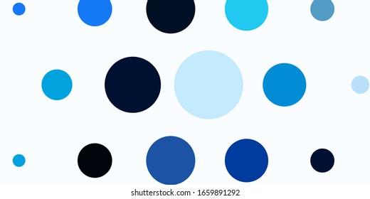 Dark BLUE vector texture with circles. Illustration with set of shining colorful abstract spheres. Pattern for websites, landing pages.