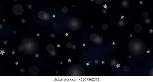 Dark BLUE vector texture with circles, stars. Abstract illustration with colorful spots, stars. Pattern for trendy fabric, wallpapers.