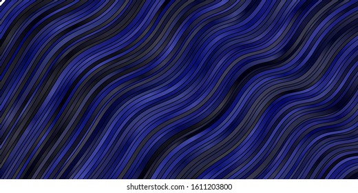 Dark BLUE vector texture with circular arc. Brand new colorful illustration with bent lines. Design for your business promotion.