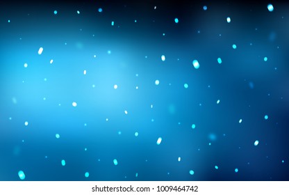 Dark BLUE vector texture with colored snowflakes. Decorative shining illustration with snow on abstract template. The pattern can be used for new year leaflets.