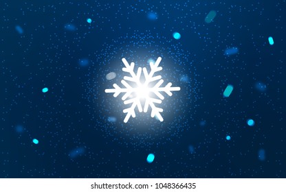 Dark BLUE vector texture with colored snowflakes. Decorative shining illustration with snow on abstract template. The template can be used as a new year background.
