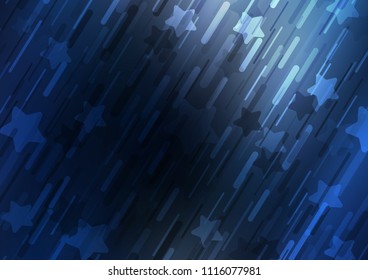 Dark BLUE vector texture with colored lines. Lines on blurred abstract background with gradient. The pattern can be used for busines ad, booklets, leaflets